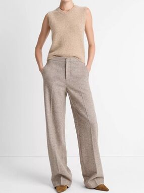 Vince Heather Oat Donegal Plush Cashmere Sweater Vest Size M